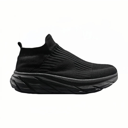 All-Black Breathable Mesh Slip-On Walking Shoes - Cloudstep